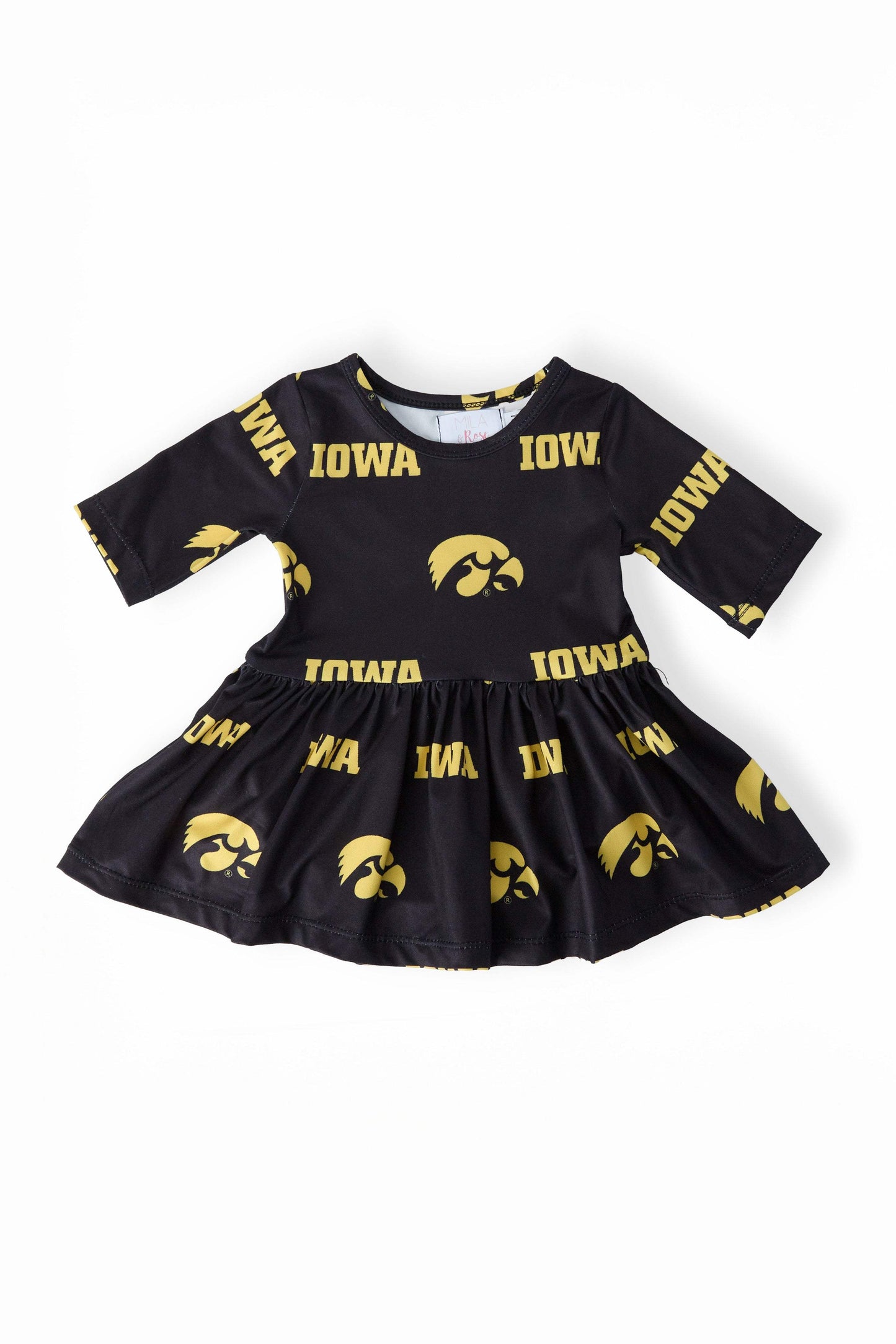 Iowa Black Tigerhawk 3/4 Sleeve Twirl Bodysuit - Mila & Rose ® - Flyclothing LLC
