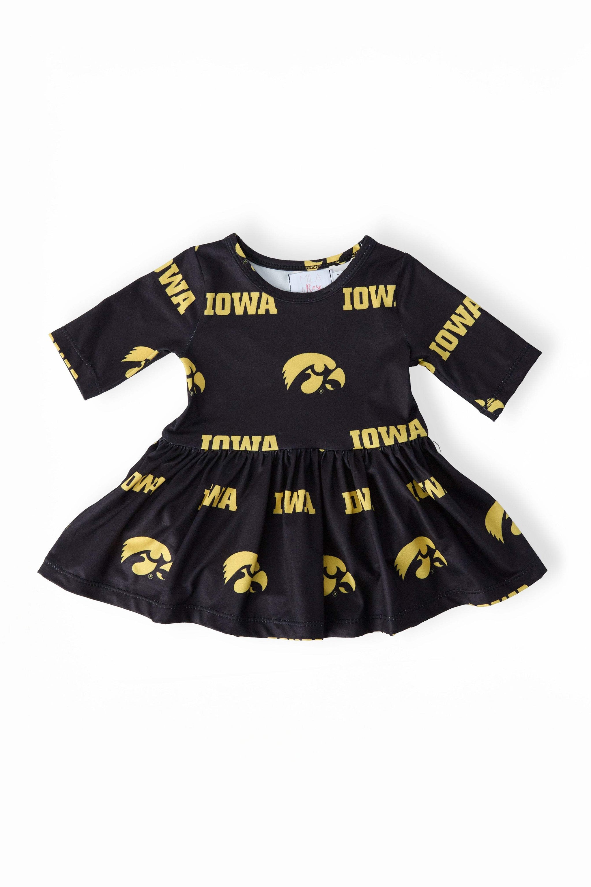 Iowa Black Tigerhawk 3/4 Sleeve Twirl Bodysuit - Mila & Rose ® - Flyclothing LLC