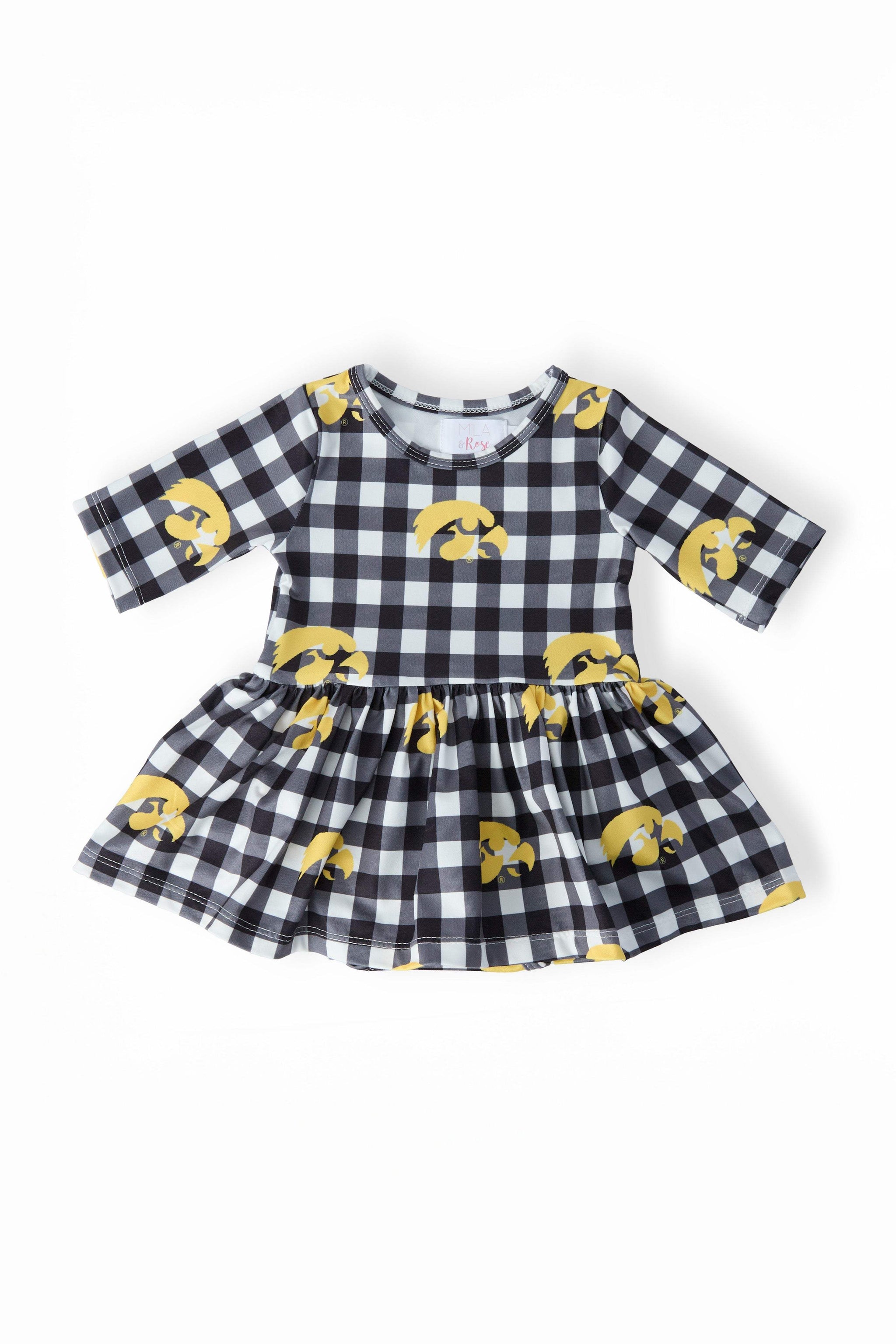 Iowa Plaid Tigerhawk 3/4 Sleeve Twirl Bodysuit - Mila & Rose ® - Flyclothing LLC