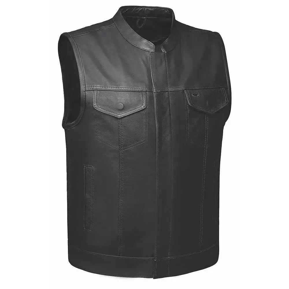 Iron Rider - Men's SOA Club Style Leather Motorcycle Vest - Unik Just for Bikers - Flyclothing LLC