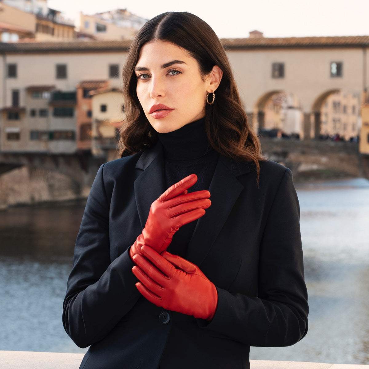 Isabella (red) - Italian lambskin leather gloves with cashmere lining - Leather Gloves Online - Flyclothing LLC