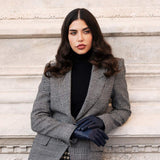 Sofia (navy blue) - Italian lambskin leather gloves with silk lining