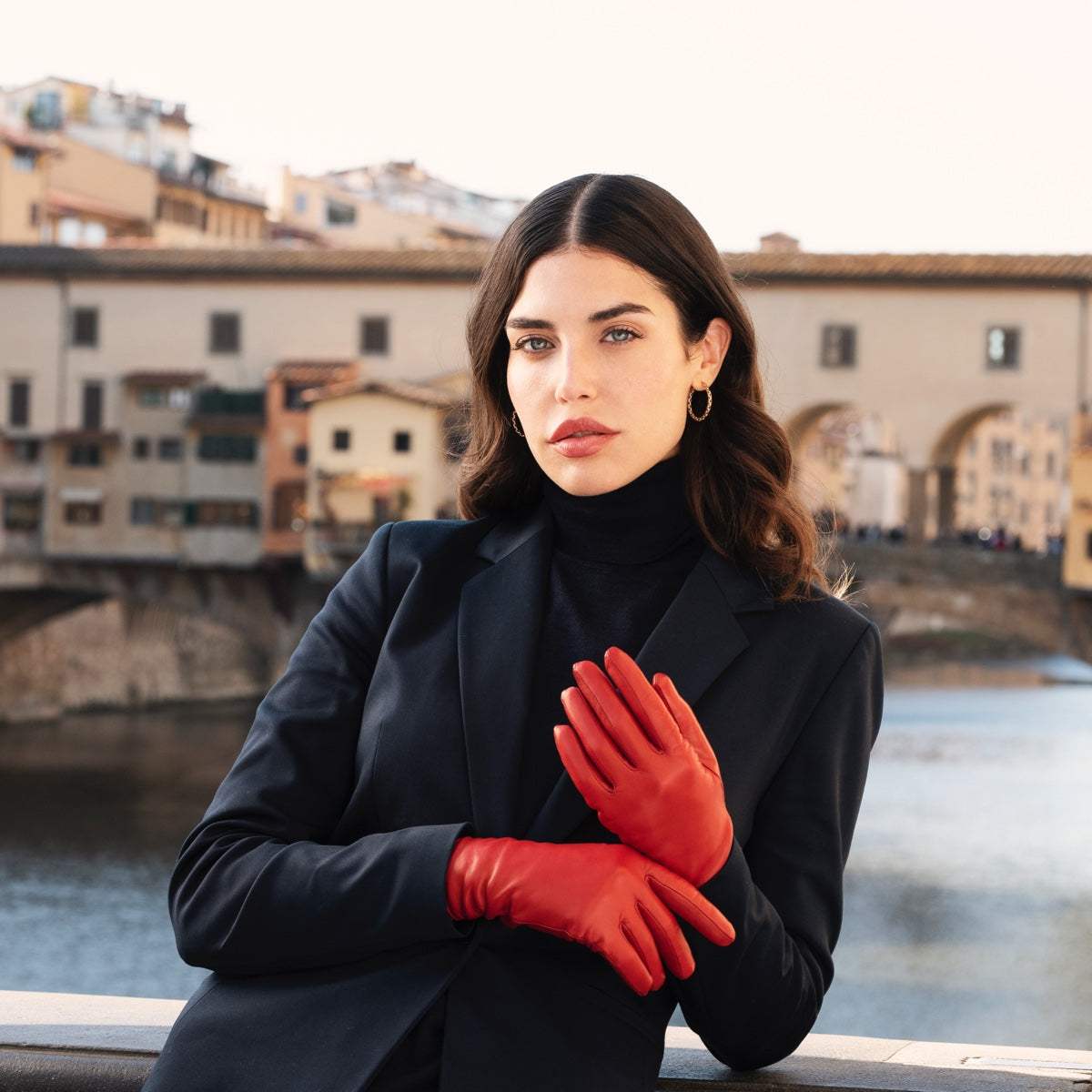 Isabella (red) - Italian lambskin leather gloves with cashmere lining - Leather Gloves Online - Flyclothing LLC