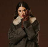 Isabella (brown) - Italian lambskin leather gloves with cashmere lining