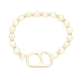 Abstract Metal Accented Faceted Beaded Stretch Bracelet - Madeline Love - Flyclothing LLC