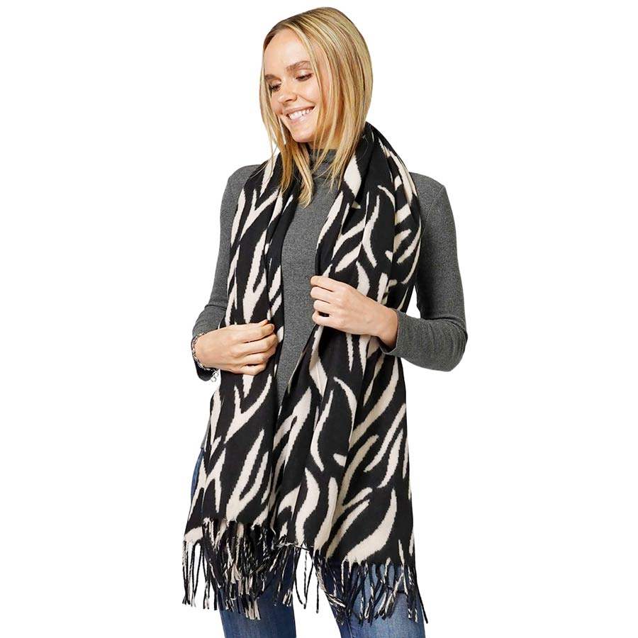 Animal Print Fringe Soft Scarf - Madeline Love - Flyclothing LLC
