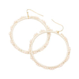 Beaded Pointed Raffia Wrapped Open Circle Dangle Earrings - Madeline Love - Flyclothing LLC