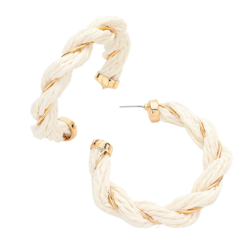 Braided Raffia Hoop Earrings - Madeline Love - Flyclothing LLC