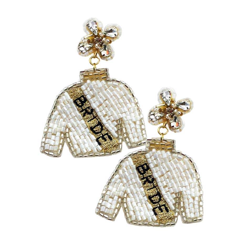 Bride Felt Back Beaded Suit Dangle Earrings - Madeline Love - Flyclothing LLC