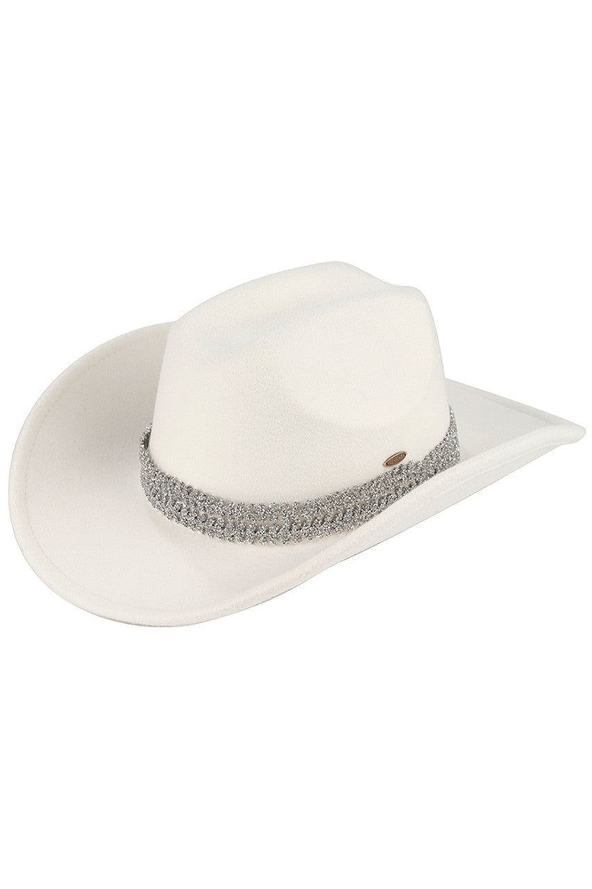 C.C Stone Glitter Band Vegan Cowboy Hat - Madeline Love - Flyclothing LLC