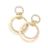 Celluloid Acetate Rhinestone Embellished Open Circle Link Dangle Earrings - Madeline Love - Flyclothing LLC