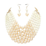 Chunky Multi Strand Pearl Bib Necklace - Madeline Love - Flyclothing LLC