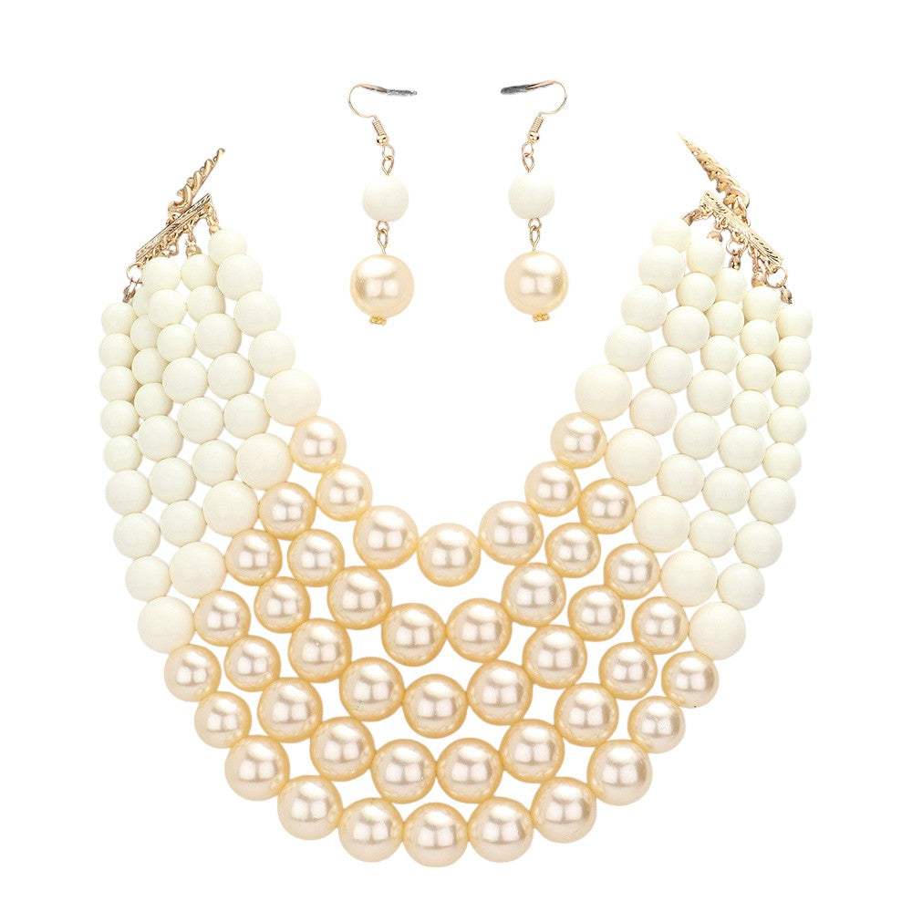 Chunky Multi Strand Pearl Bib Necklace - Madeline Love - Flyclothing LLC