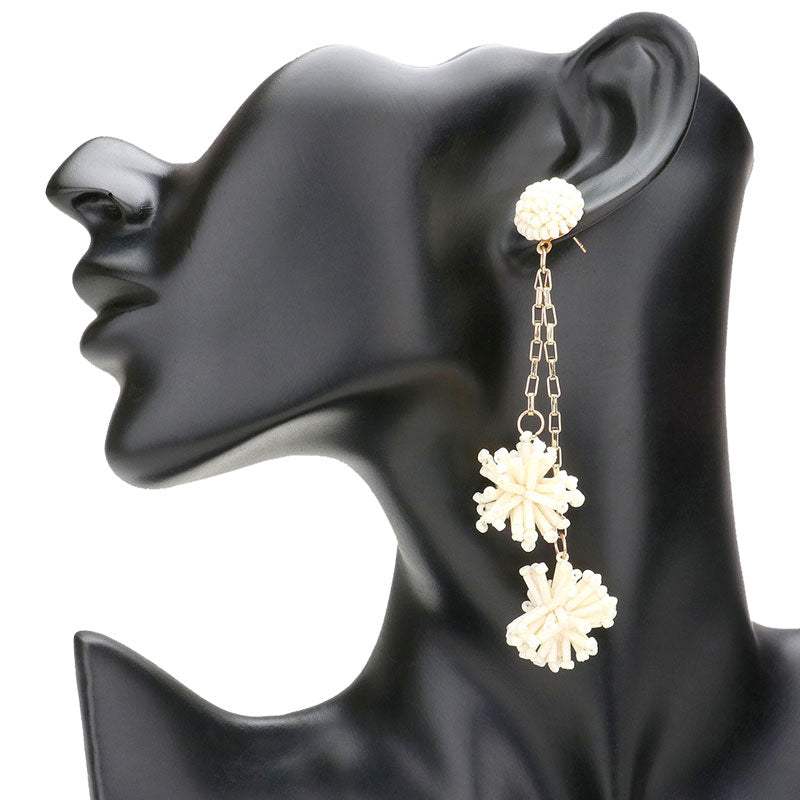 Dropped Beaded Double Ball Dangle Earrings - Madeline Love - Flyclothing LLC