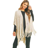 Embossed Pattern Tassel Ruana - Madeline Love - Flyclothing LLC