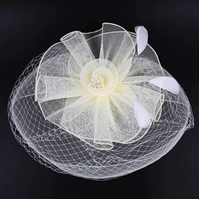 Feather Mesh Flower Fascinator Headband - Madeline Love - Flyclothing LLC
