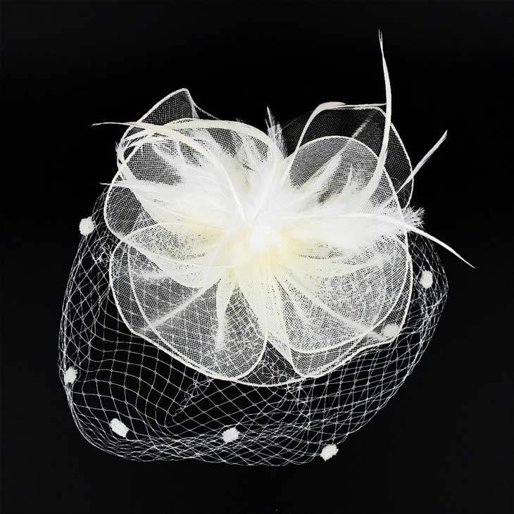 Feather Mesh Flower Fascinator Headband - Madeline Love - Flyclothing LLC