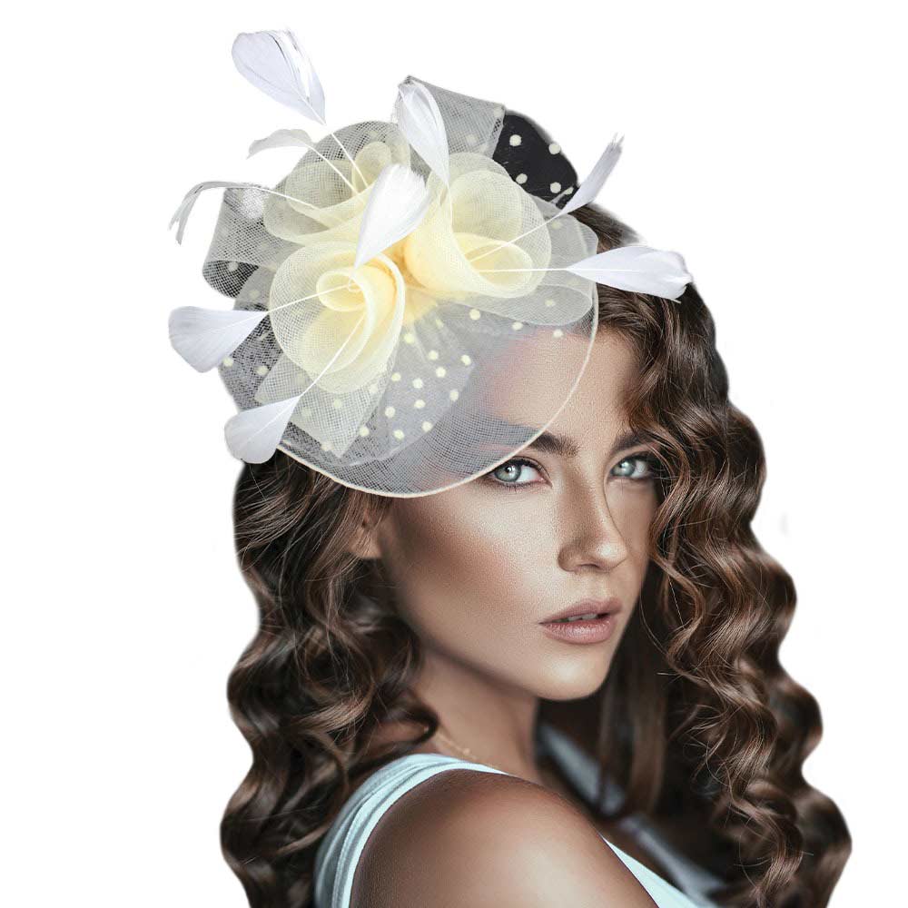 Feather Mesh Flower Fascinator Headband - Madeline Love - Flyclothing LLC