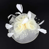 Feather Mesh Flower Fascinator Headband - Madeline Love - Flyclothing LLC