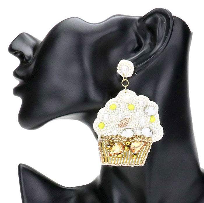 Felt Back Multi Bead Cupcake Earrings - Madeline Love - Flyclothing LLC