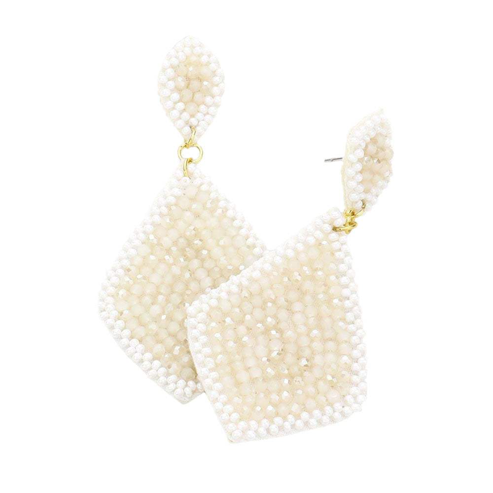 Felt Back Seed Beaded Petal Dangle Earrings - Madeline Love - Flyclothing LLC