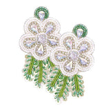 Felt Back Sequin Stone Seed Beaded Flower Leaf Earrings - Madeline Love - Flyclothing LLC