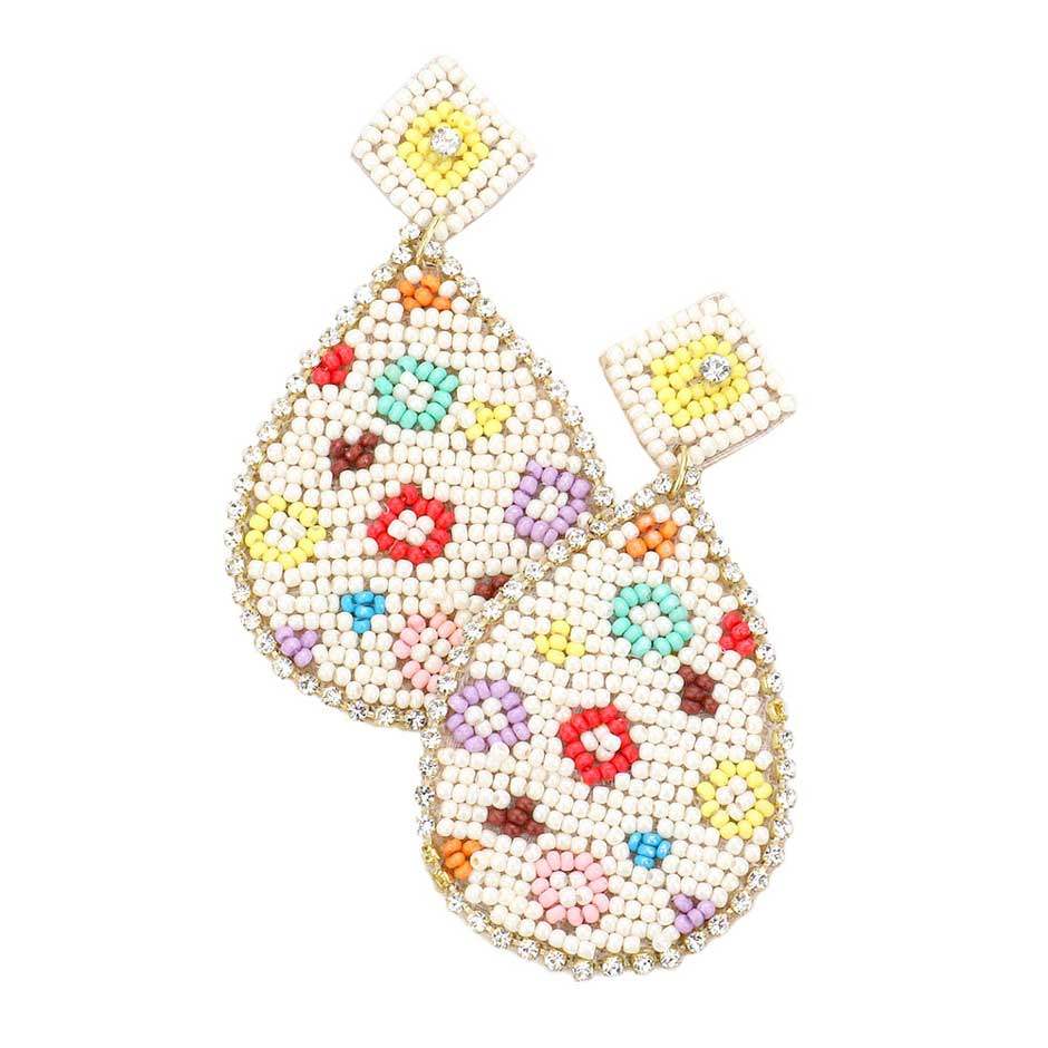 Felt Back Teardrop Beaded Dangle Earrings - Madeline Love - Flyclothing LLC