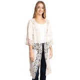Floral Lace Trimmed Cover Up Kimono Poncho - Madeline Love - Flyclothing LLC