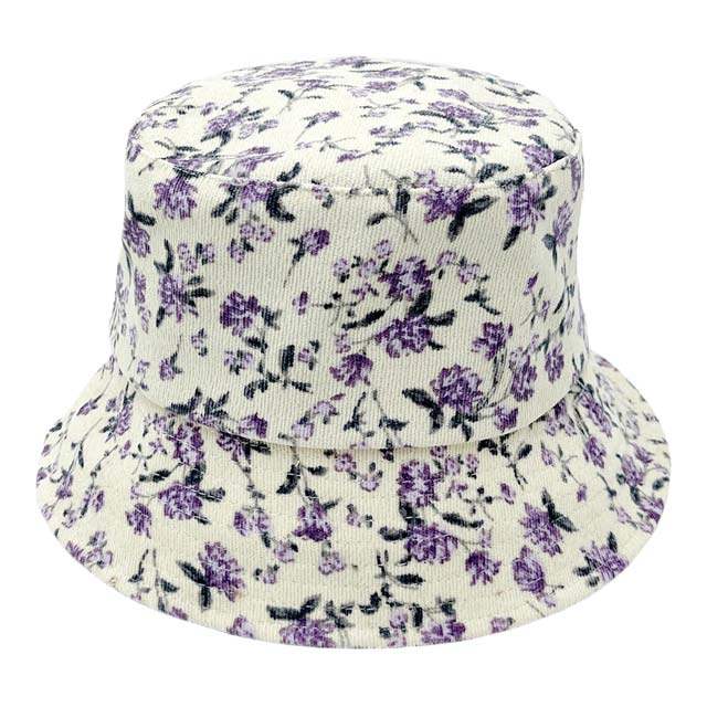 Floral Printed Corduroy Bucket Hat - Madeline Love - Flyclothing LLC