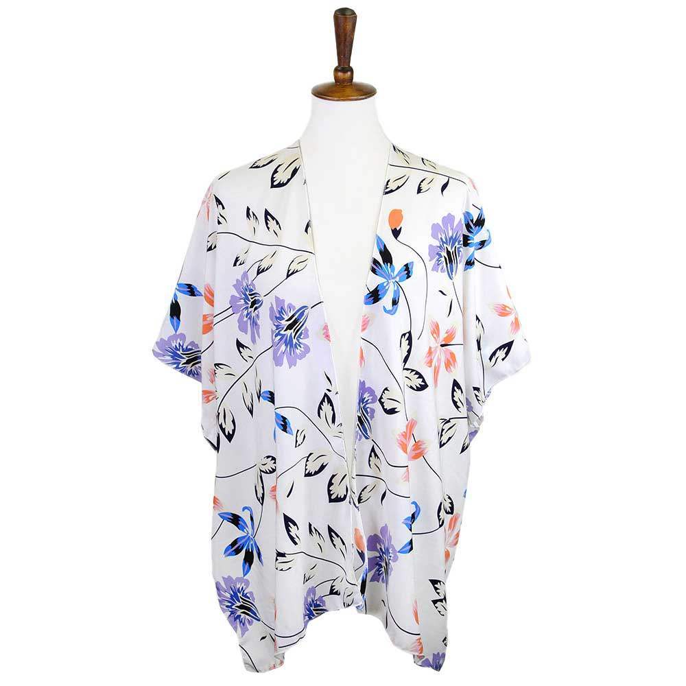 Flower Printed Cover Up Kimono Poncho - Madeline Love - Flyclothing LLC