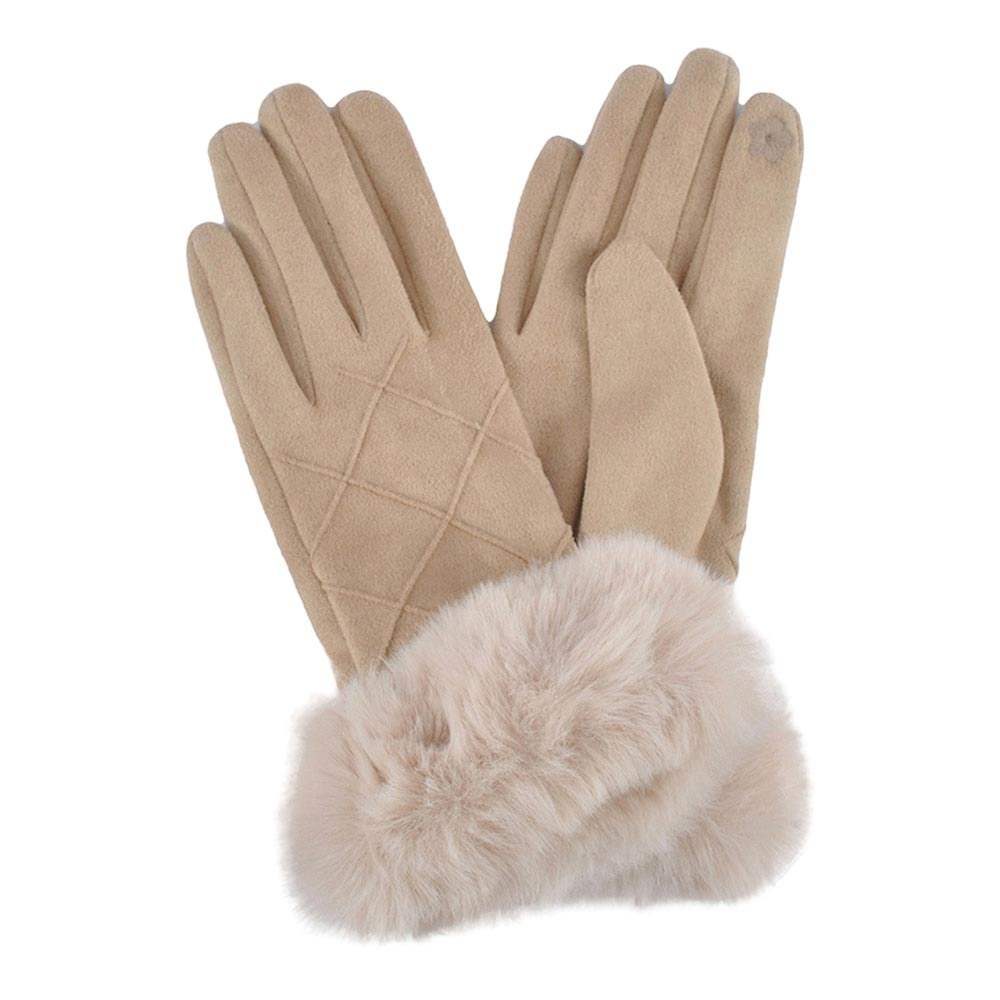 Fluffy Faux Fur Faux Suede Touch Smart Gloves - Madeline Love - Flyclothing LLC