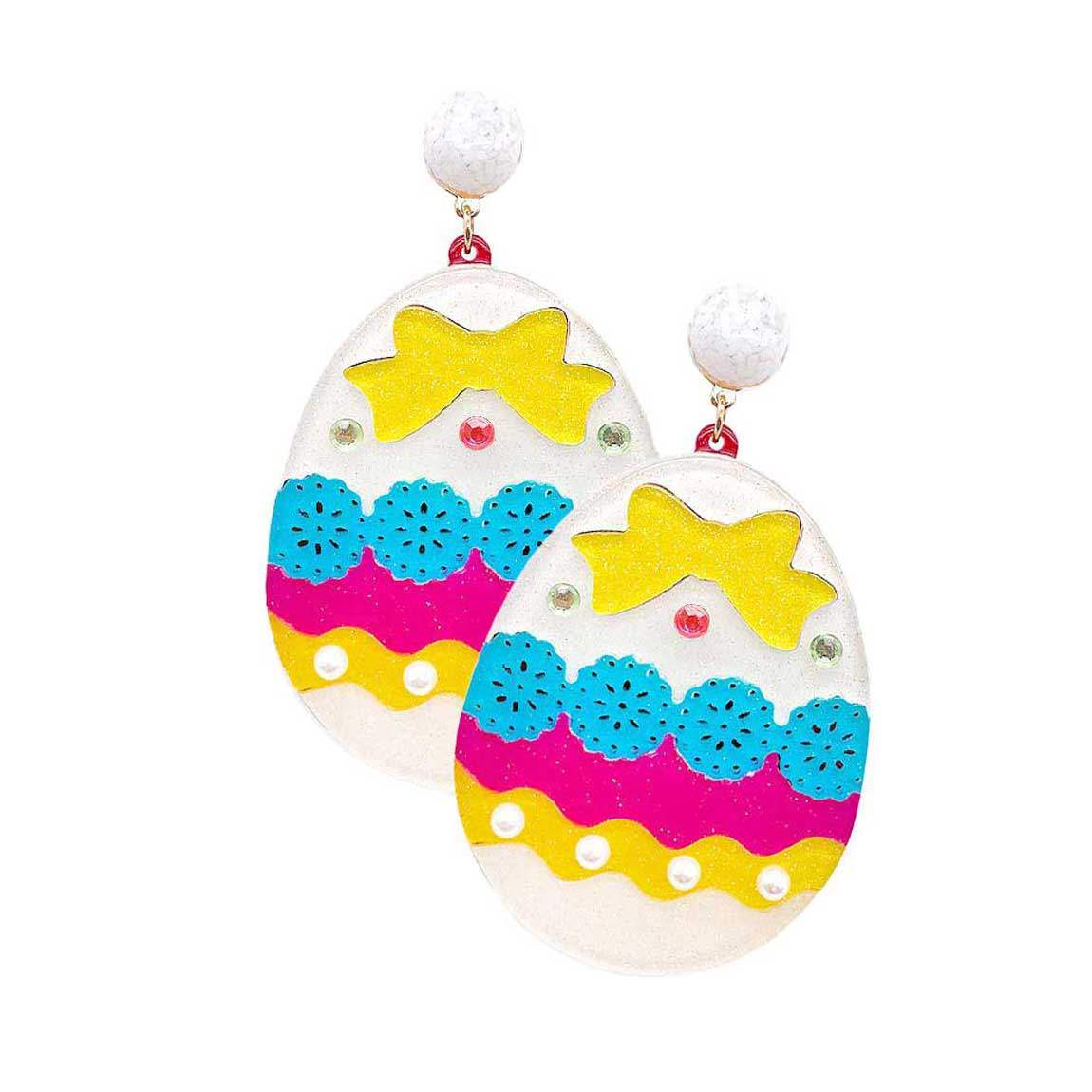 Glittered Resin Easter Egg Dangle Earrings - Madeline Love - Flyclothing LLC