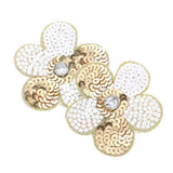 Felt Back Stone Embellished Seed Beaded Flower Earrings - Madeline Love - Flyclothing LLC
