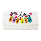 Happy Easter Message Bunny Seed Beaded Clutch Crossbody Bag - Madeline Love - Flyclothing LLC