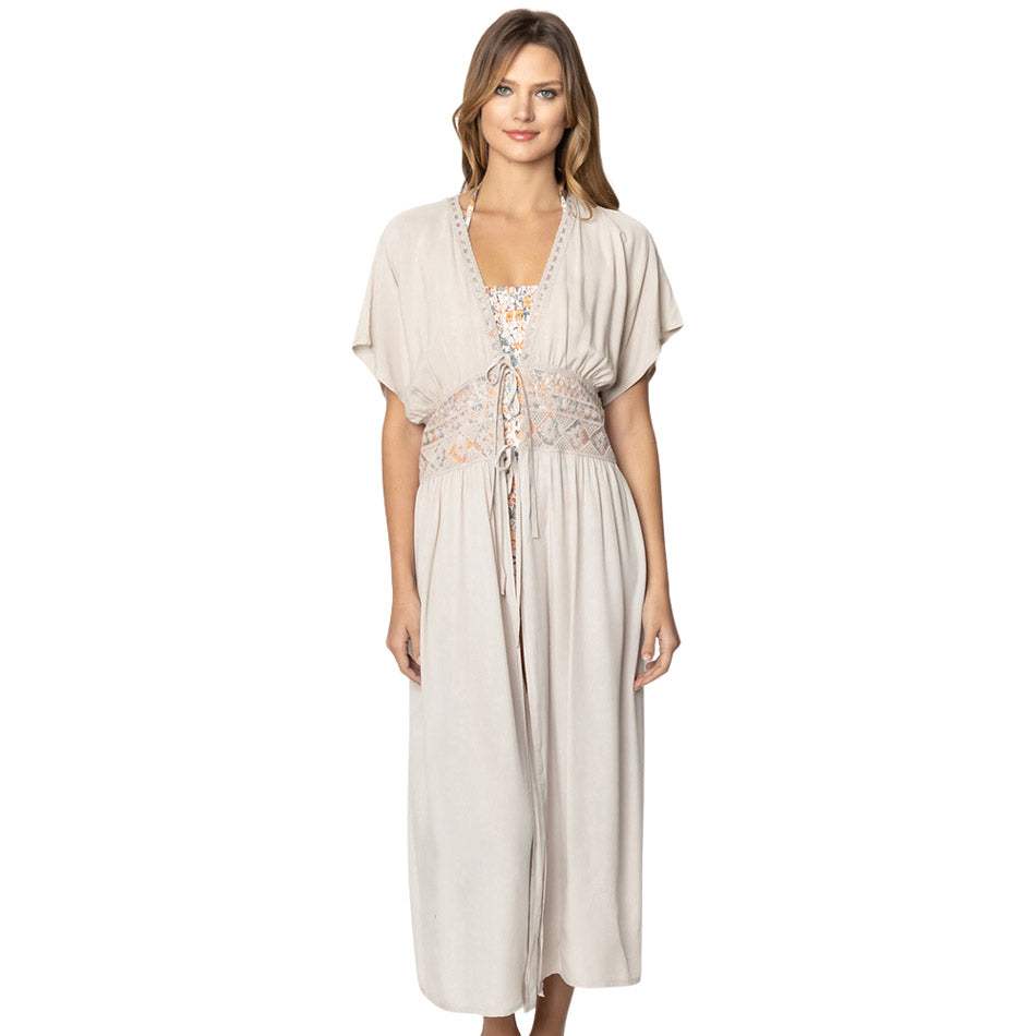 Lace Trim Long Cover Up Poncho - Madeline Love - Flyclothing LLC