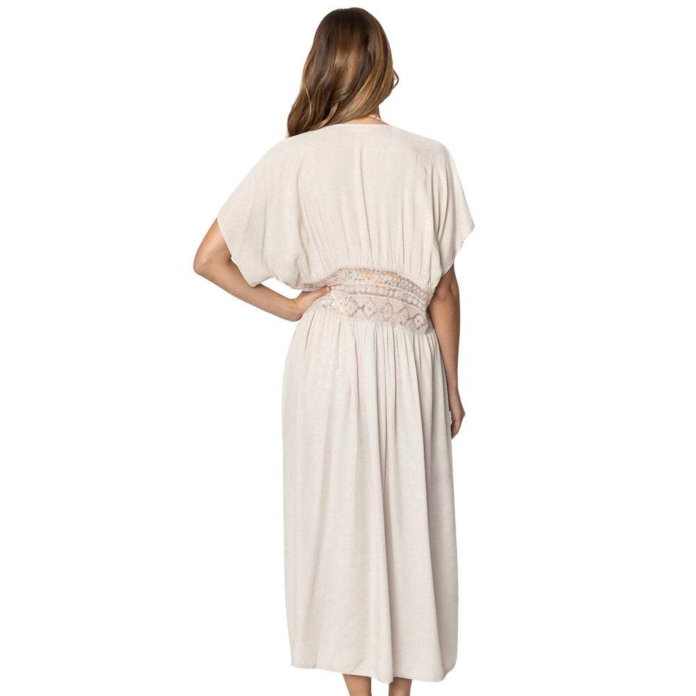 Lace Trim Long Cover Up Poncho - Madeline Love - Flyclothing LLC