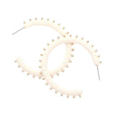 Metal Ball Trimmed Raffia Wrapped Hoop Earrings - Madeline Love - Flyclothing LLC