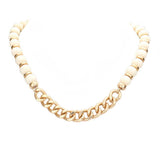 Metal Chain Link Accented Wood Necklace - Madeline Love - Flyclothing LLC