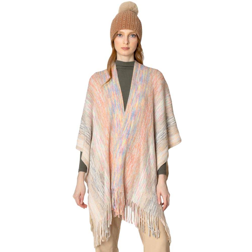 Multi Colored Metallic Knit Ruana - Madeline Love - Flyclothing LLC