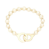 Open Metal Link Accented Faceted Beaded Stretch Bracelet - Madeline Love - Flyclothing LLC