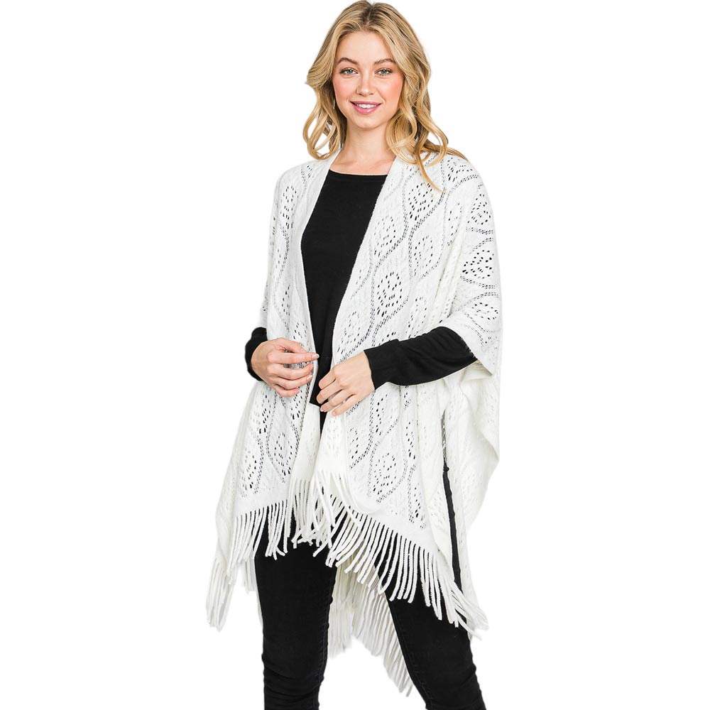 Paisley Patterned Fringe Ruana Poncho - Madeline Love - Flyclothing LLC