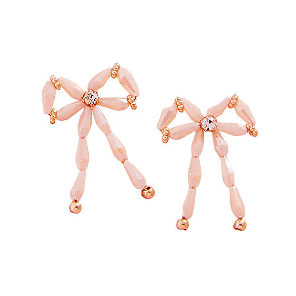 Pearl Beads Bow Earrings - Madeline Love - Flyclothing LLC