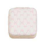 Pink Bow Pattern Portable Square Jewelry Box - Madeline Love - Flyclothing LLC