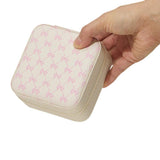 Pink Bow Pattern Portable Square Jewelry Box - Madeline Love - Flyclothing LLC