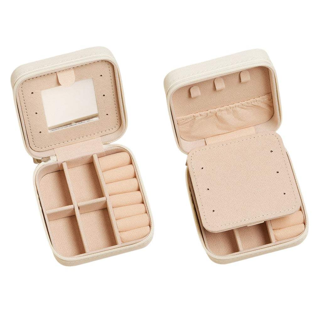 Pink Bow Pattern Portable Square Jewelry Box - Madeline Love - Flyclothing LLC