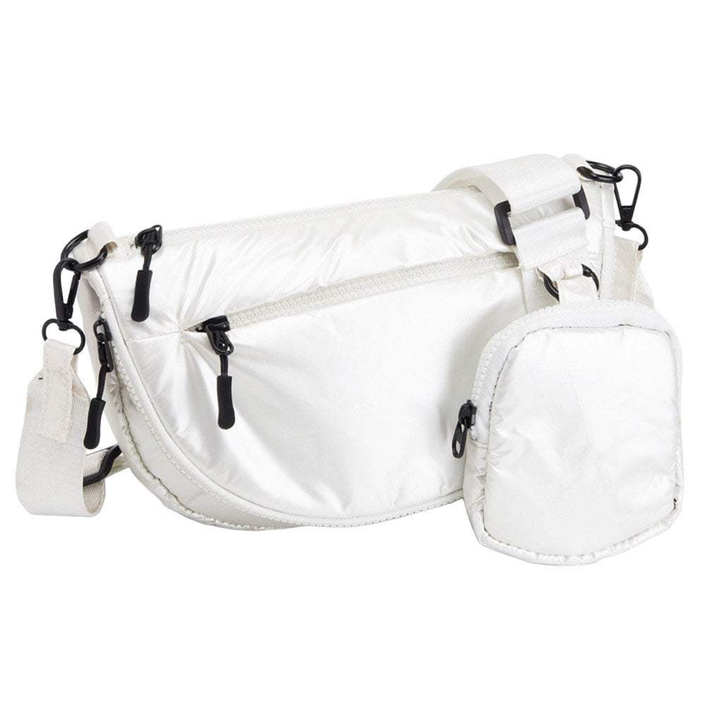 Puffer Half Moon Crossbody Bag - Madeline Love - Flyclothing LLC