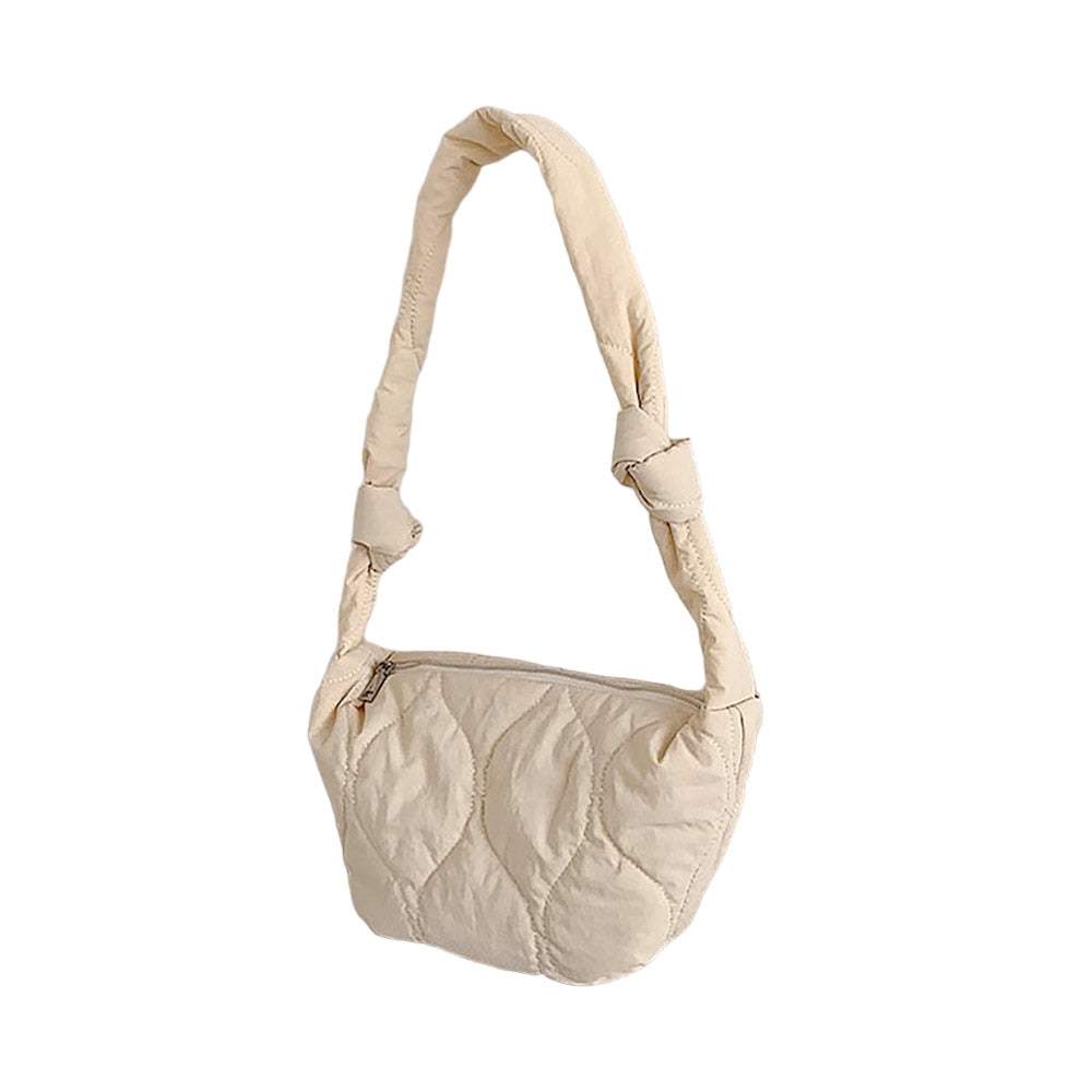 Quilted Puffer Half Moon Tote Shoulder Bag - Madeline Love - Flyclothing LLC