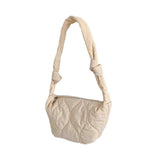 Quilted Puffer Half Moon Tote Shoulder Bag - Madeline Love - Flyclothing LLC