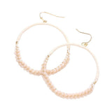 Raffia Faceted Bead Wrapped Open Metal Circle Earrings - Madeline Love - Flyclothing LLC