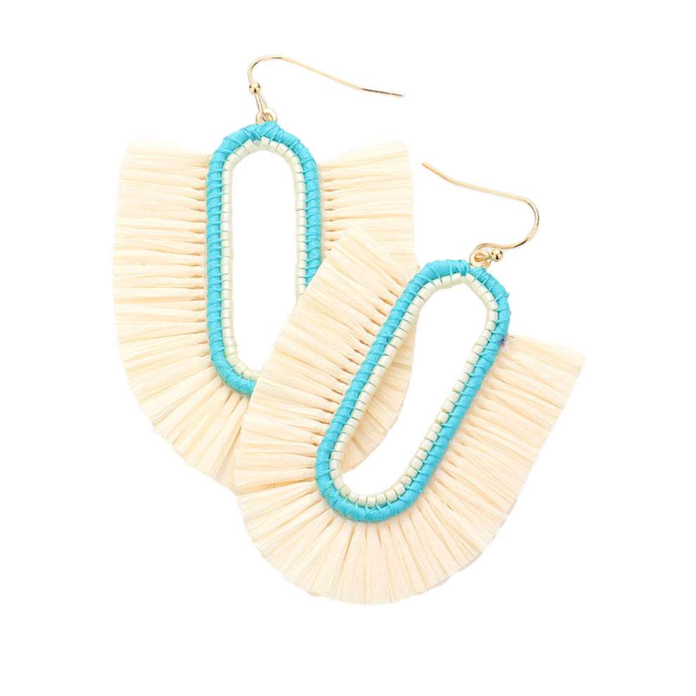 Raffia Trimmed Dangle Earrings - Madeline Love - Flyclothing LLC